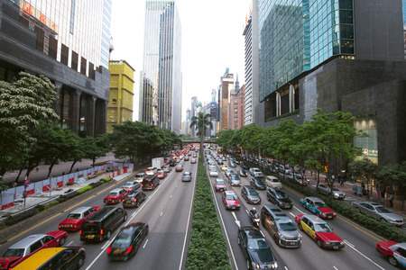 hongkong,china - May,12,2017: hongkong is a busy city,a lot of cars crowded on the road everyday.のeditorial素材