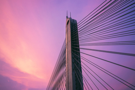Sunset and bridge ssceneryの写真素材