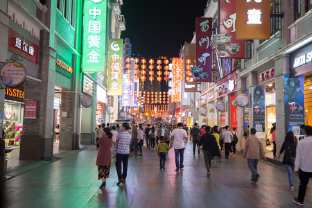 guangzhou,china - oct,22,2017:The shangxiajiu road commercial walk street is a famous tourism place in guangzhou china.のeditorial素材