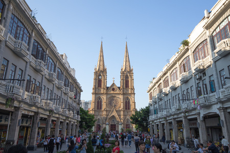 guangzhou,china - oct,22,2017:guangzhou shengxin church is the landmark of guangzhou china.のeditorial素材