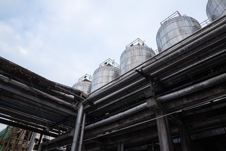 tubes in the old factoryの写真素材