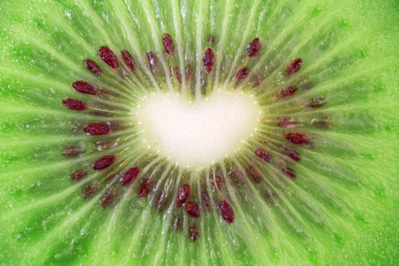 kiwi heart shape macro photoの写真素材
