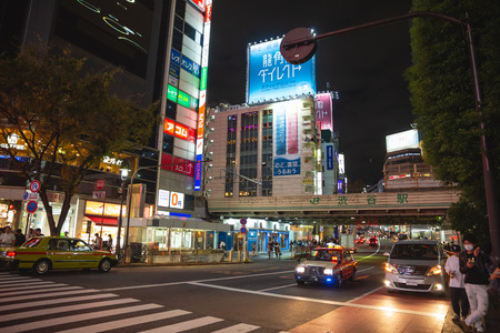 tokyo,japan - oct,8,2018:Shibuya crossroad is the one of the most peoples walking road in world.