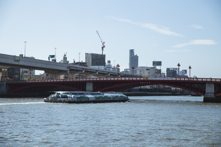 tokyo,japan - oct,7,2018:Tourist Boat on the river in asakusa tokyo japan,many peoples came to tourism.のeditorial素材