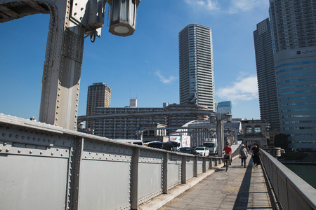 tokyo,japan - oct,6,2018:kachidoki bridge overthe  sumida river in tokyo japan.のeditorial素材
