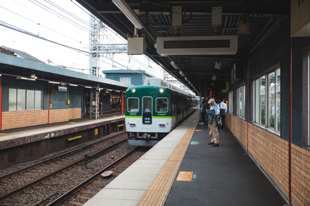 kyoto,japan - oct,15,2018:railway station platform  in the kyoto japan.のeditorial素材