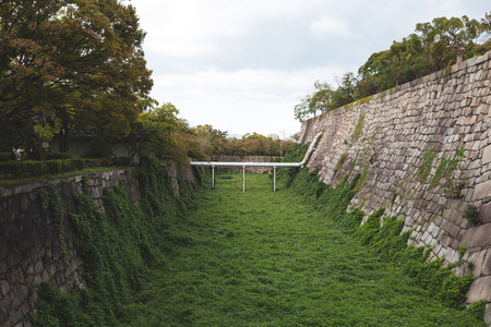wall in the osaka castle japanのeditorial素材