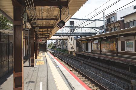 kyoto,japan - oct,15,2018:railway station platform  in the kyoto japan.のeditorial素材