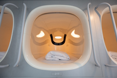 capsule hotel in tokyo japanのeditorial素材