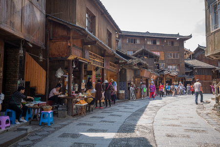 guizhou,china - may,25,2019:miao village is a famous old place in guizhou china,a lot of peoples come here everyday.のeditorial素材
