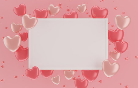 3D rendering simple heart backgroundの写真素材