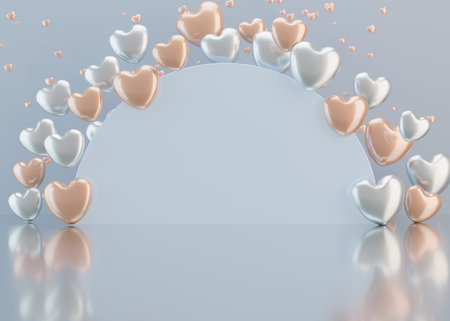 3D rendering simple heart backgroundの写真素材