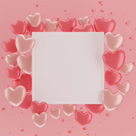 3D rendering simple heart backgroundの写真素材