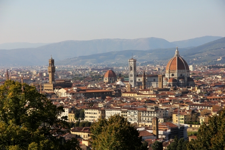 Aerial view of Duomo Cathedral in Florence, Italy のeditorial素材