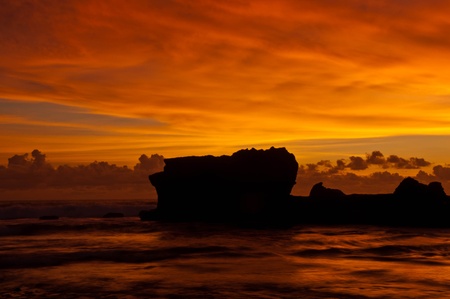 sunset at coast of the sea の写真素材