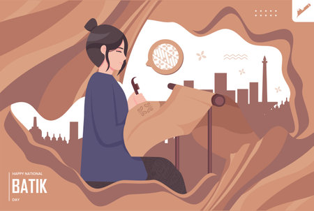 Batik day concept illustrationのイラスト素材