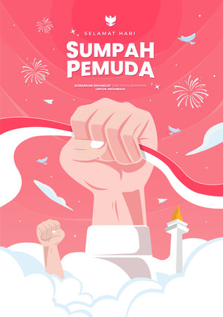 Hari Sumpah pemuda means Happy Indonesian youth pledge day concept illustrationのイラスト素材