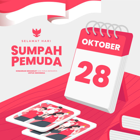 Hari Sumpah pemuda means Happy Indonesian youth pledge day concept illustrationのイラスト素材