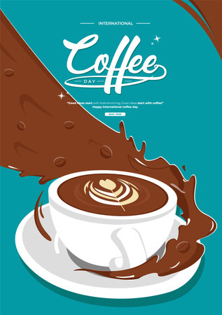 International coffee day concept illustrationのイラスト素材