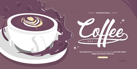 International coffee day concept illustrationのイラスト素材