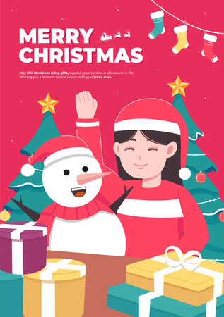 Merry Christmas vector concept illustrationのイラスト素材