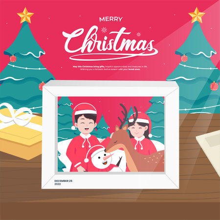 Merry Christmas vector concept illustrationのイラスト素材
