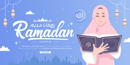Happy ramadan mubarak bannerのイラスト素材