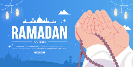 Happy ramadan mubarak bannerのイラスト素材