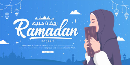 Happy ramadan mubarak bannerのイラスト素材