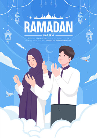 Happy ramadan mubarak bannerのイラスト素材
