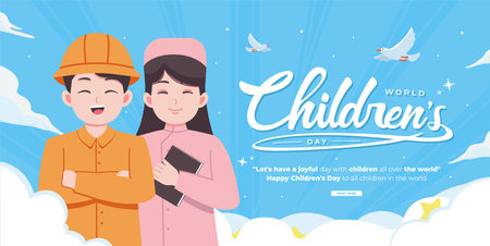 World children's day concept illustrationのイラスト素材