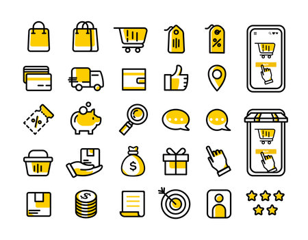 Business and marketing flat icons setのイラスト素材