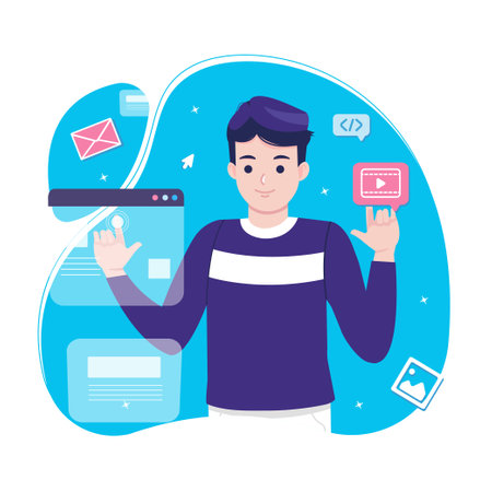 Web developer concept illustration bannerのイラスト素材