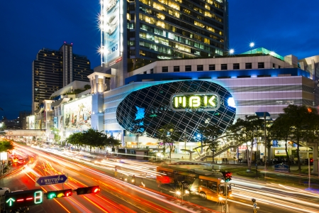 BANGKOK Busy traffic at junction of the MBK のeditorial素材