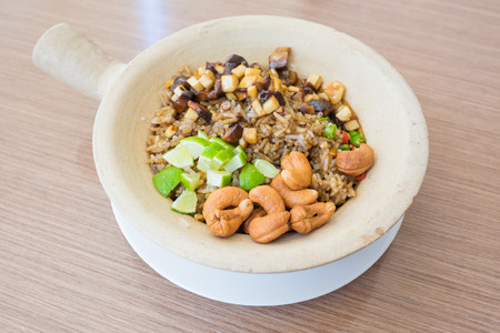 Stir fried mushroom with salted black oliveの写真素材