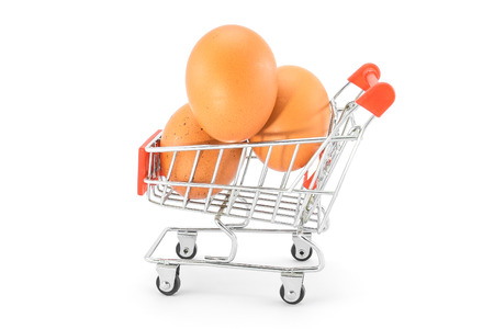 Eggs on wheelbarrowの写真素材