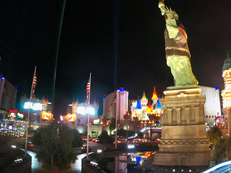 nice colors in the dark of a crazy city in nevada, casinos, hotels, resorts and much more thinks hidden under this shinny cityのeditorial素材