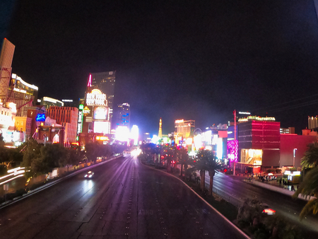 nice colors in the dark of a crazy city in nevada, casinos, hotels, resorts and much more thinks hidden under this shinny cityのeditorial素材