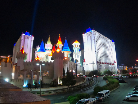 nice colors in the dark of a crazy city in nevada, casinos, hotels, resorts and much more thinks hidden under this shinny cityのeditorial素材