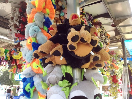 Toys at a fair or carnival in daylightの写真素材