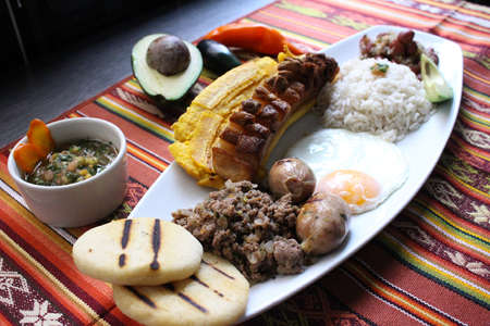 Bandeja paisa, typical Colombian foodの写真素材