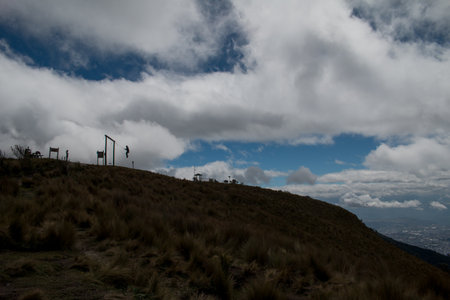 Landscapes and paths of the Quito Cable Carの写真素材