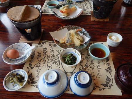 Table set up for Japanese foodのeditorial素材