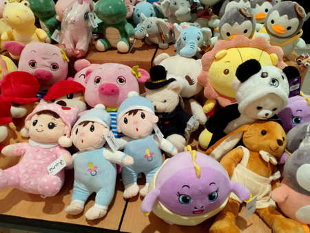 Manado, Indonesia - February 2nd, 2020; Cute and fluffy dolls are displayed for sale in shopのeditorial素材
