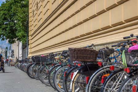 Many bikes on the street - full of bikesの写真素材