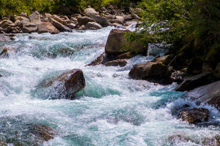 River on the top of the waterfalls of krimml in austria (Krimmler waterfalls)