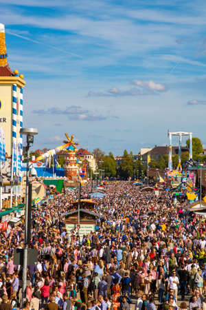 Germany / munich / oktoberfest - Sept 22 2018: high angle view on the overcrowded oktoberfest in munichのeditorial素材