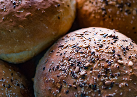 Close-up of a pile of multigrain-coatedの写真素材
