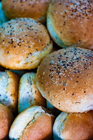 Close-up of a pile of multigrain-coatedの写真素材