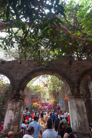 MUMBAI, INDIA ï¿½ May 13 2018: Annual mass, feast celebrated by Christians at historic ruins of St. John the Baptist Portuguese-era church SEEPZ.のeditorial素材